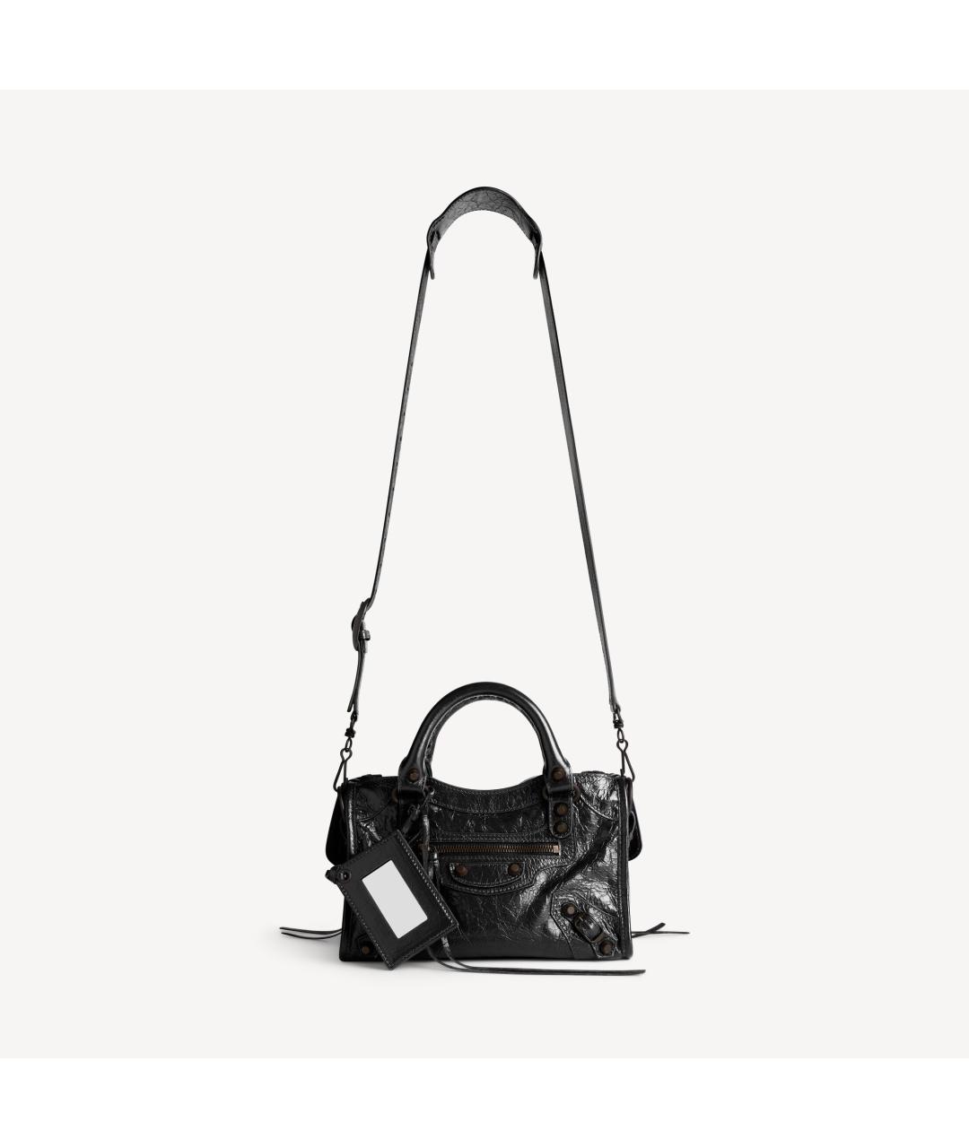 BALENCIAGA Черная кожаная сумка тоут, фото 4