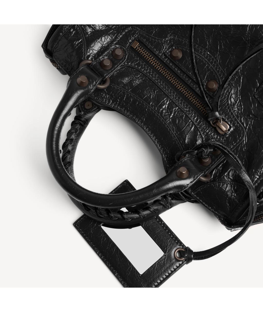 BALENCIAGA Черная кожаная сумка тоут, фото 6