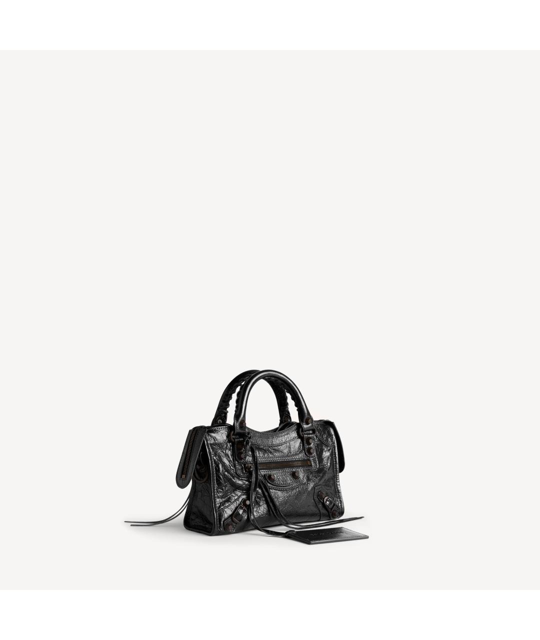 BALENCIAGA Черная кожаная сумка тоут, фото 2