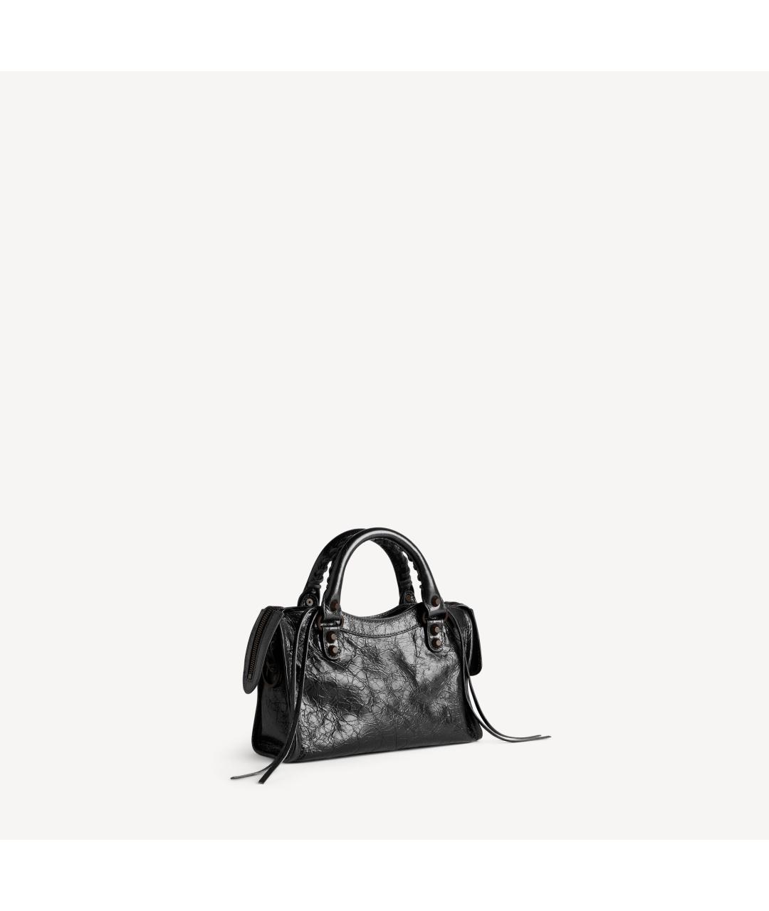 BALENCIAGA Черная кожаная сумка тоут, фото 3