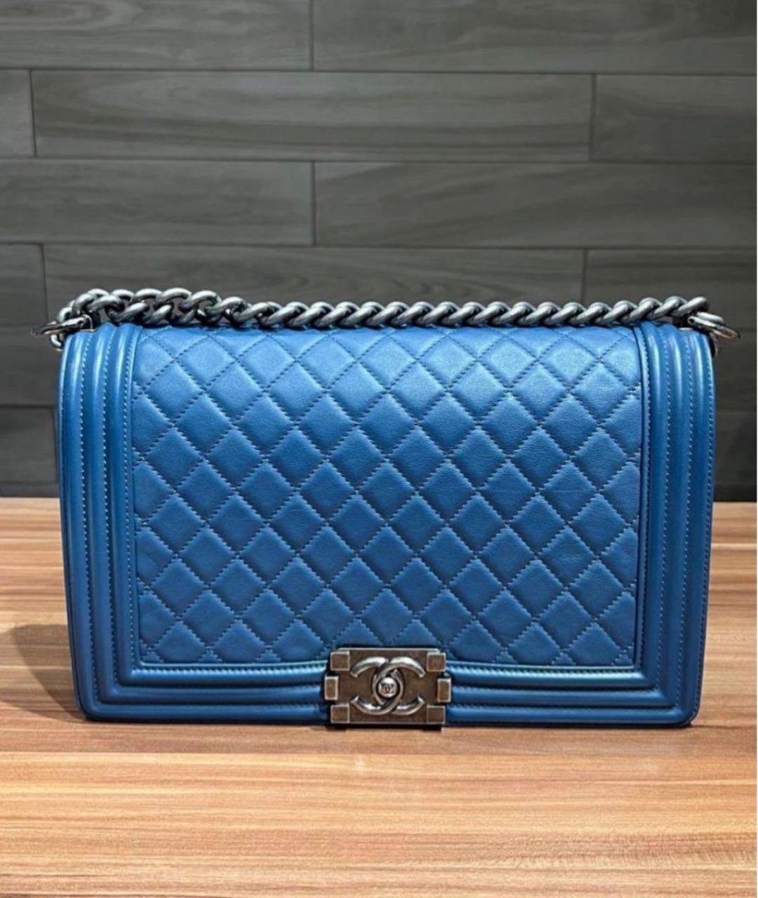CHANEL Голубая кожаная сумка через плечо, фото 9