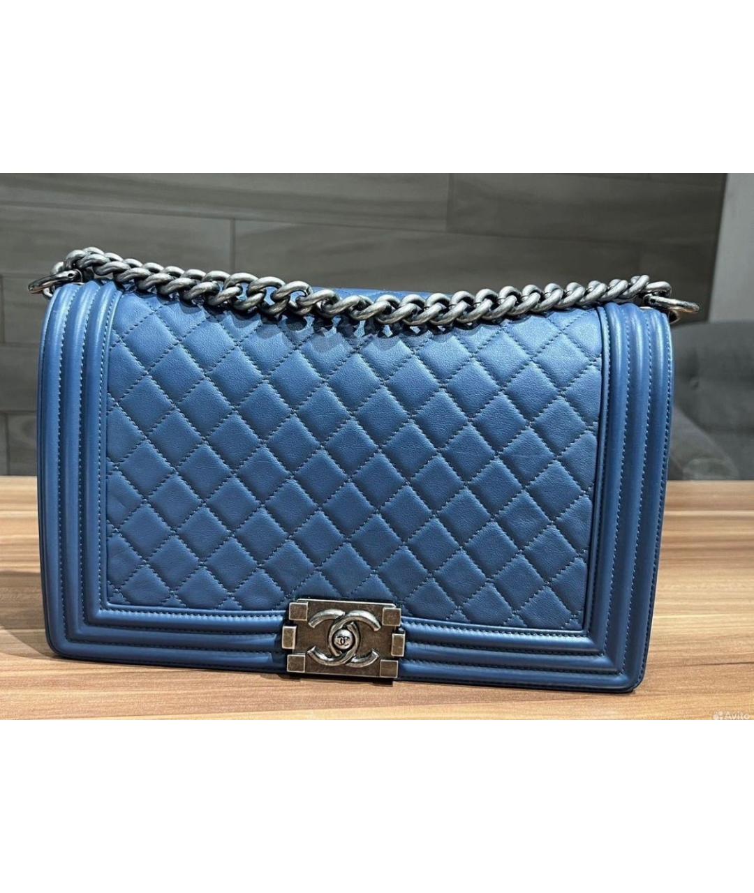 CHANEL Голубая кожаная сумка через плечо, фото 2