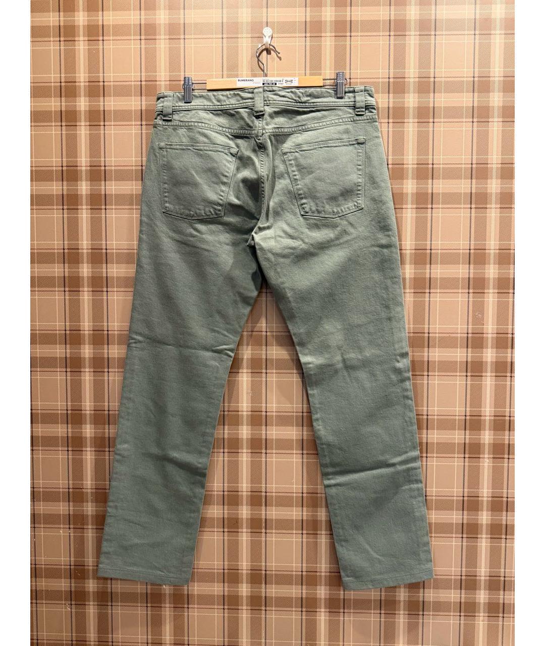 LORO PIANA Зеленые хлопковые прямые джинсы, фото 5