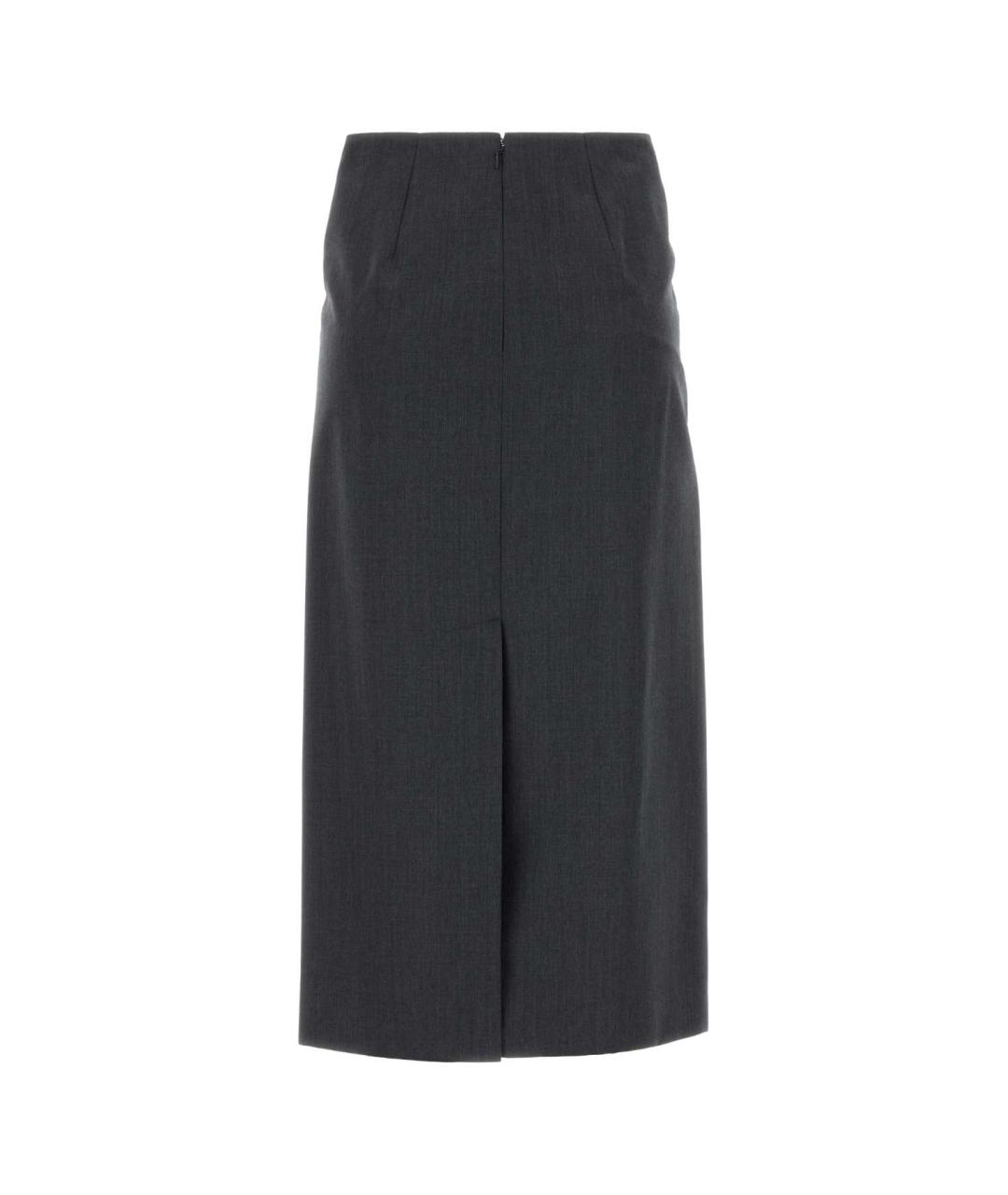 JIL SANDER Серая шерстяная юбка миди, фото 2