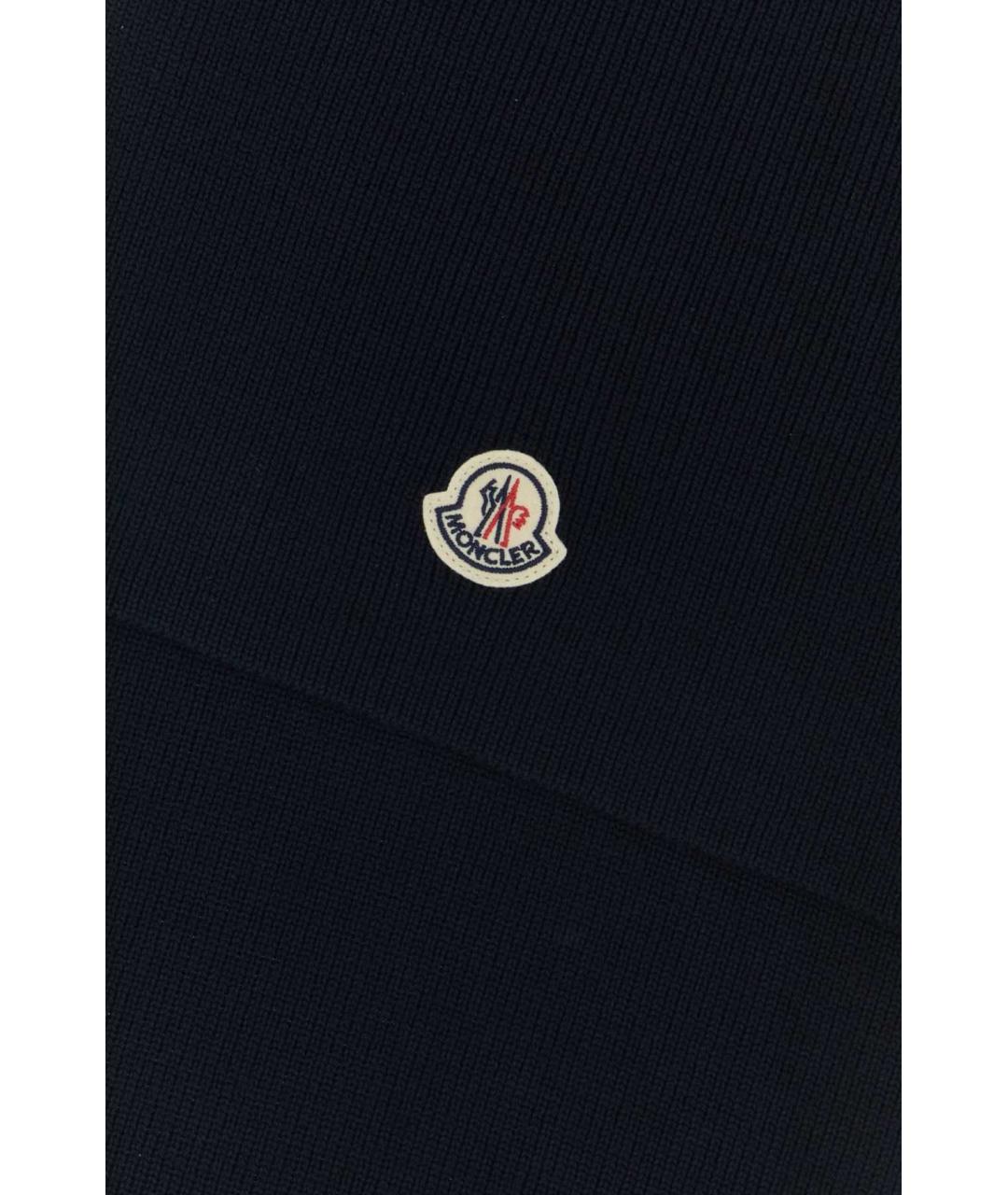 MONCLER Темно-синий шерстяной шарф, фото 2