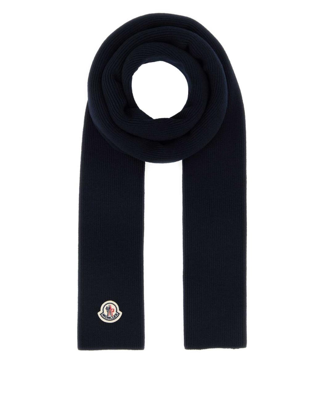 MONCLER Темно-синий шерстяной шарф, фото 1