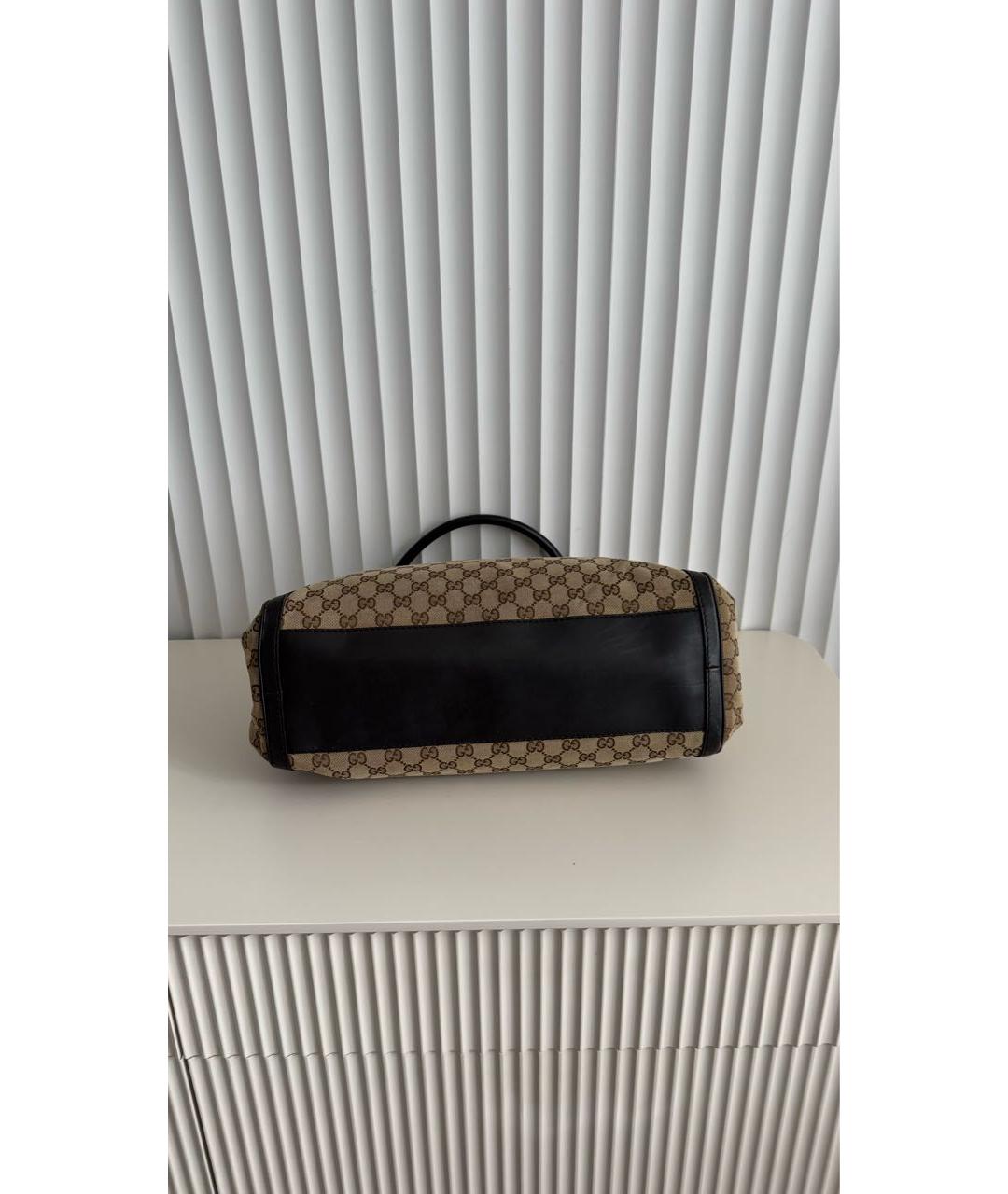 GUCCI Золотая сумка с короткими ручками из канвы, фото 6