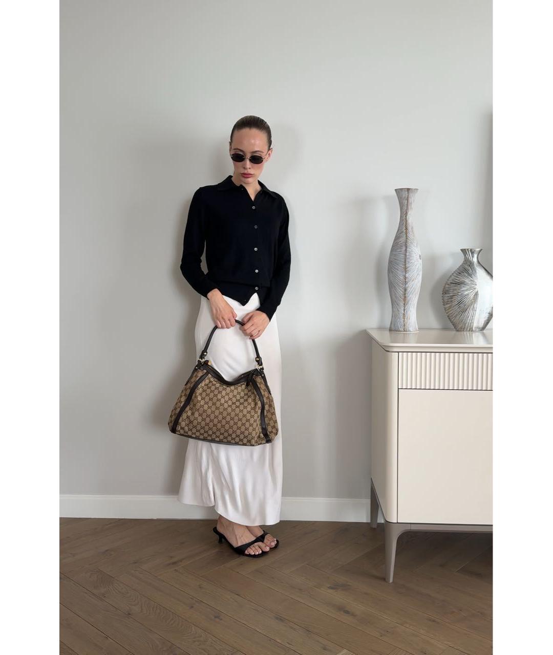 GUCCI Золотая сумка с короткими ручками из канвы, фото 5
