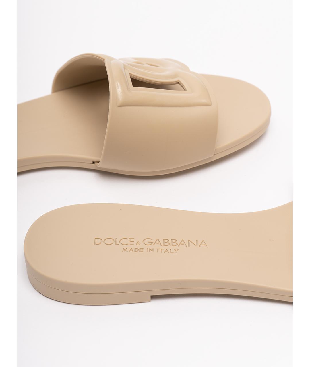 DOLCE&GABBANA Бежевые резиновые шлепанцы, фото 5