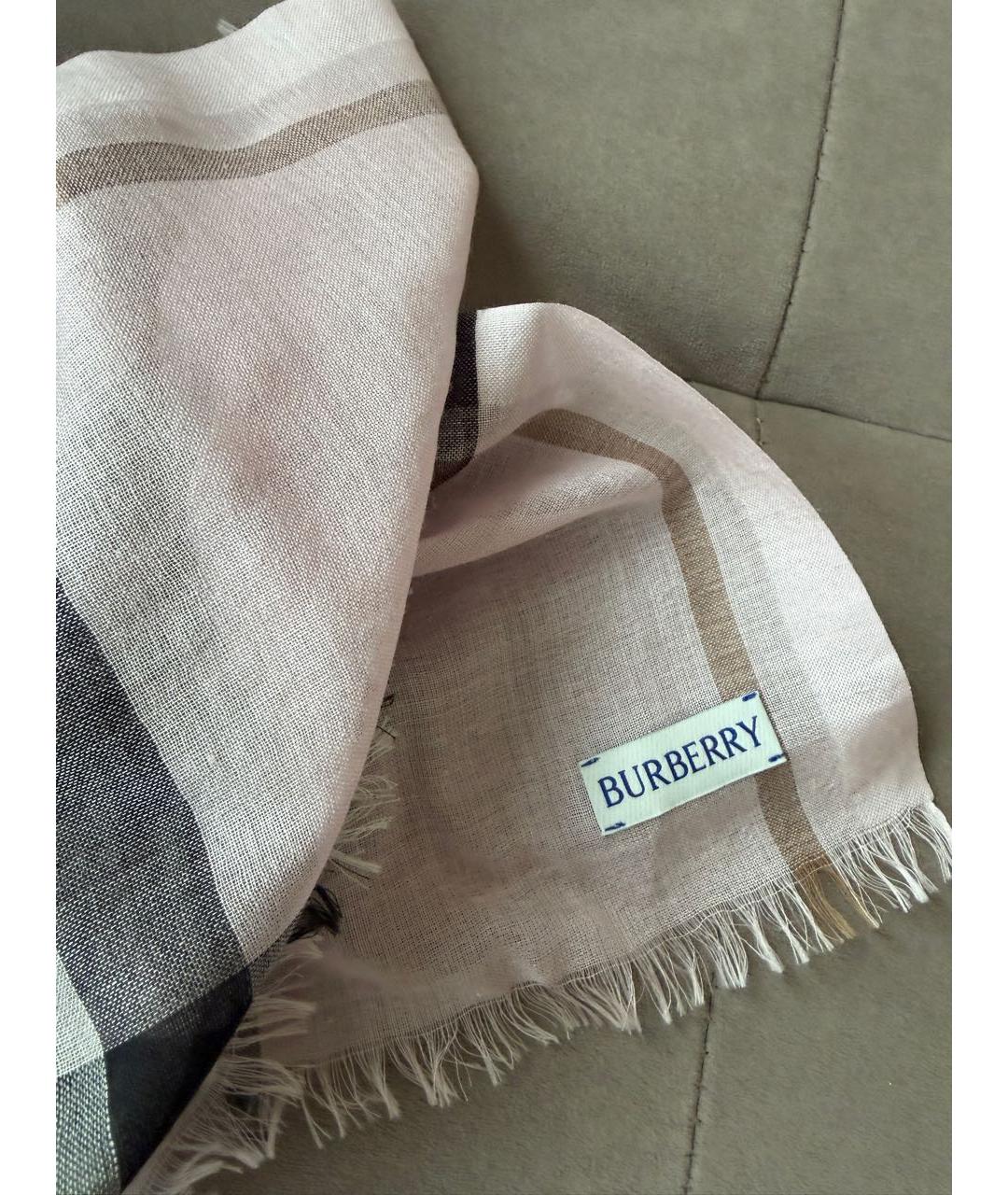 BURBERRY Розовый шерстяной платок, фото 3