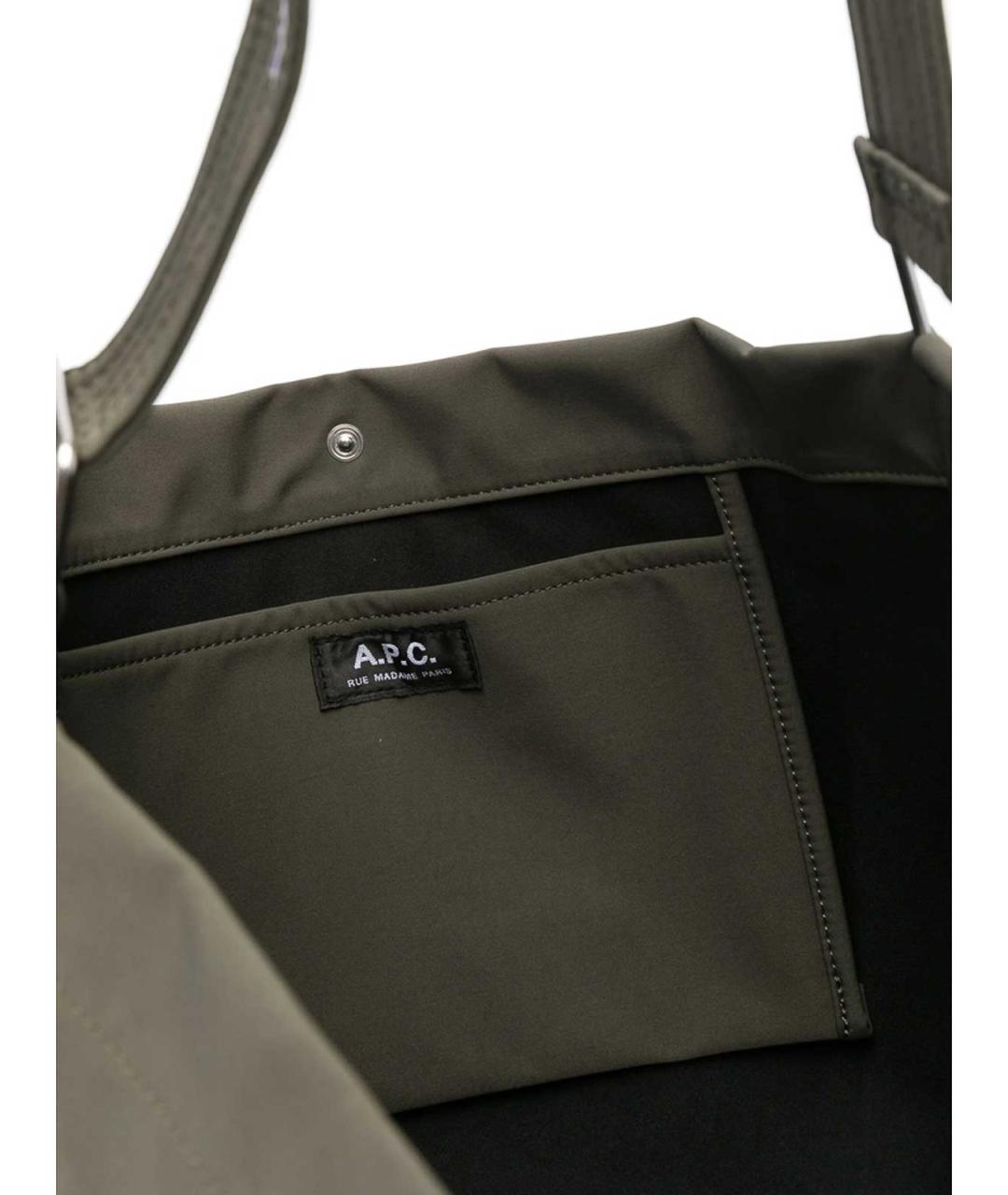 A.P.C. Зеленая тканевая сумка тоут, фото 5
