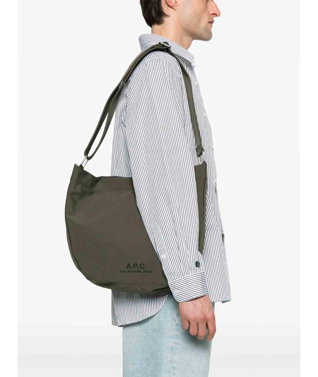 A.P.C. Зеленая тканевая сумка тоут, фото 4