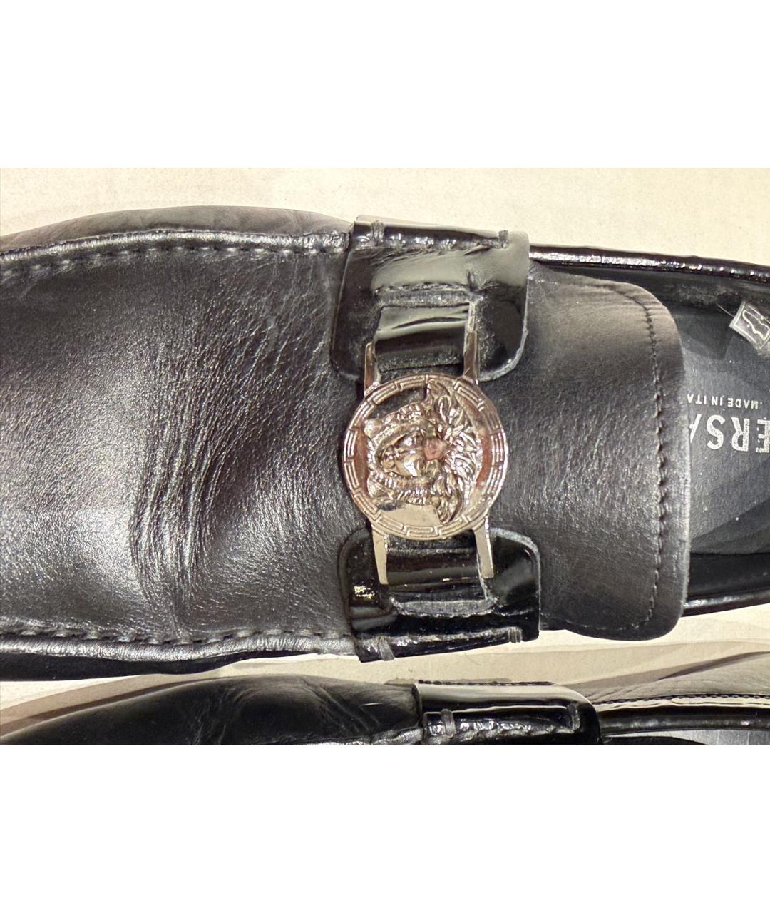 VERSACE Черные кожаные лоферы, фото 6