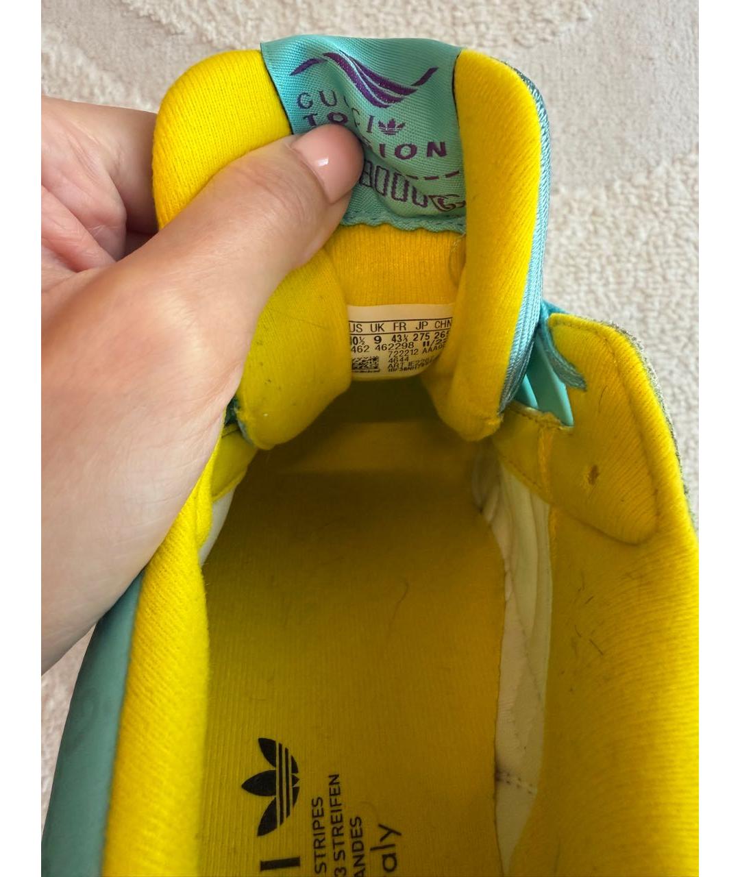 GUCCI Бирюзовые замшевые низкие кроссовки / кеды, фото 4