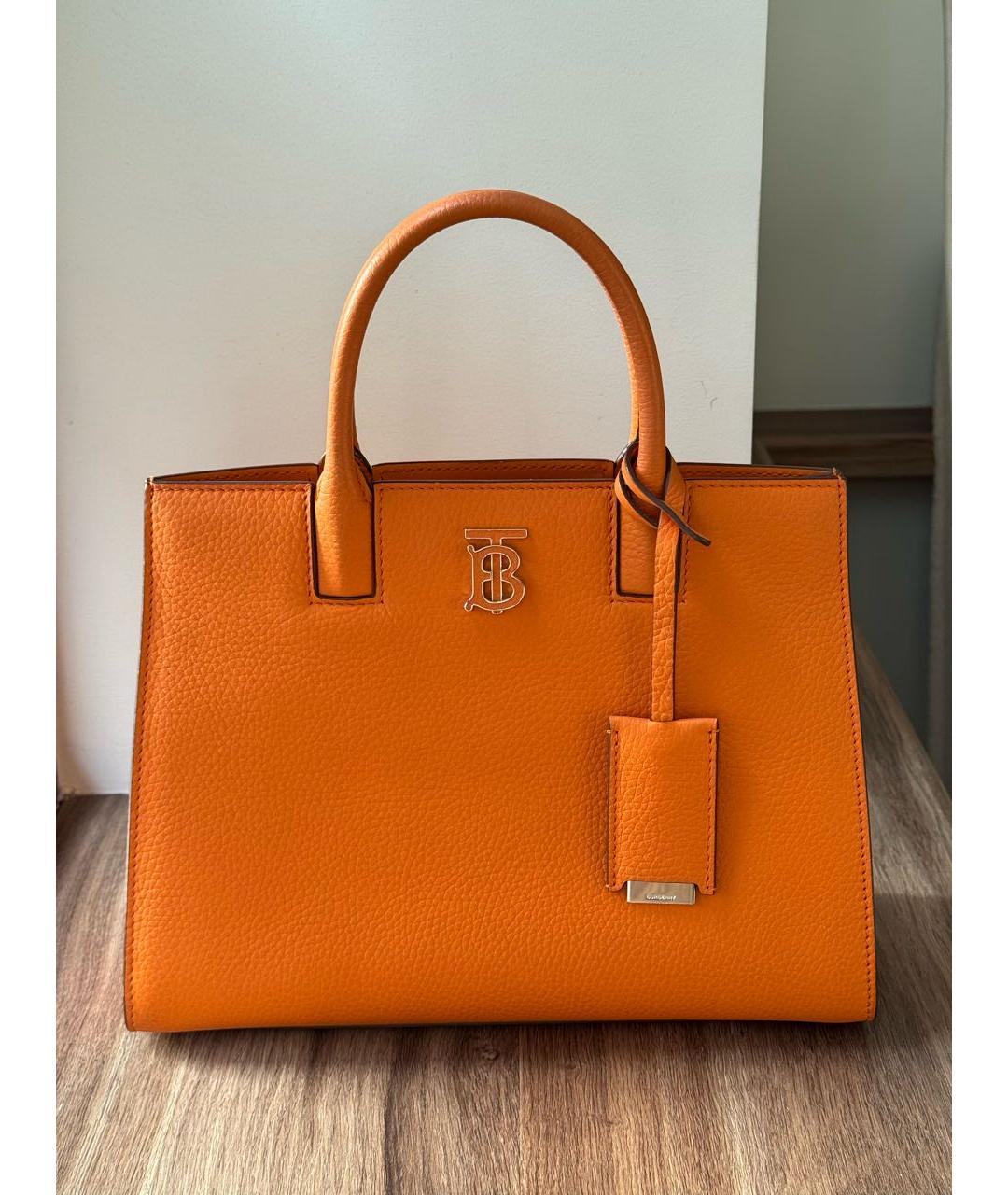 BURBERRY Оранжевая кожаная сумка с короткими ручками, фото 9