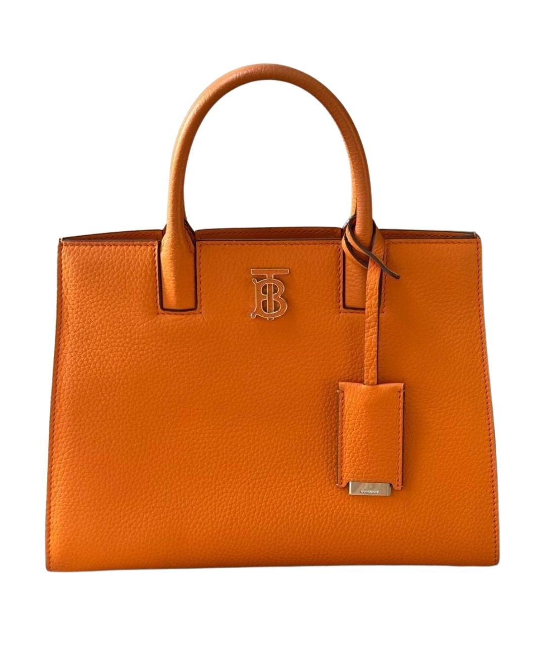 BURBERRY Оранжевая кожаная сумка с короткими ручками, фото 1
