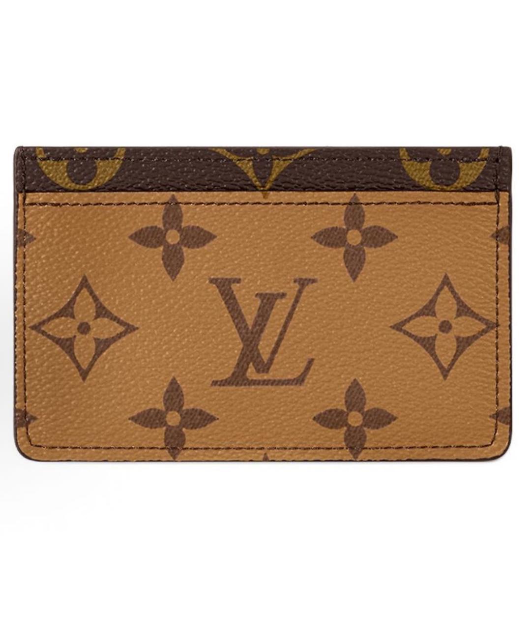 LOUIS VUITTON Коричневый кожаный кардхолдер, фото 1