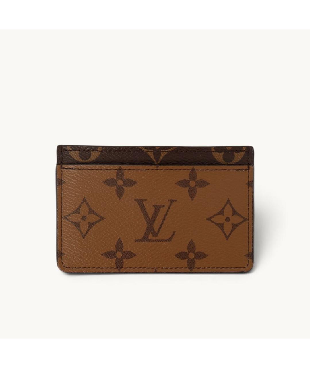 LOUIS VUITTON Коричневый кожаный кардхолдер, фото 2