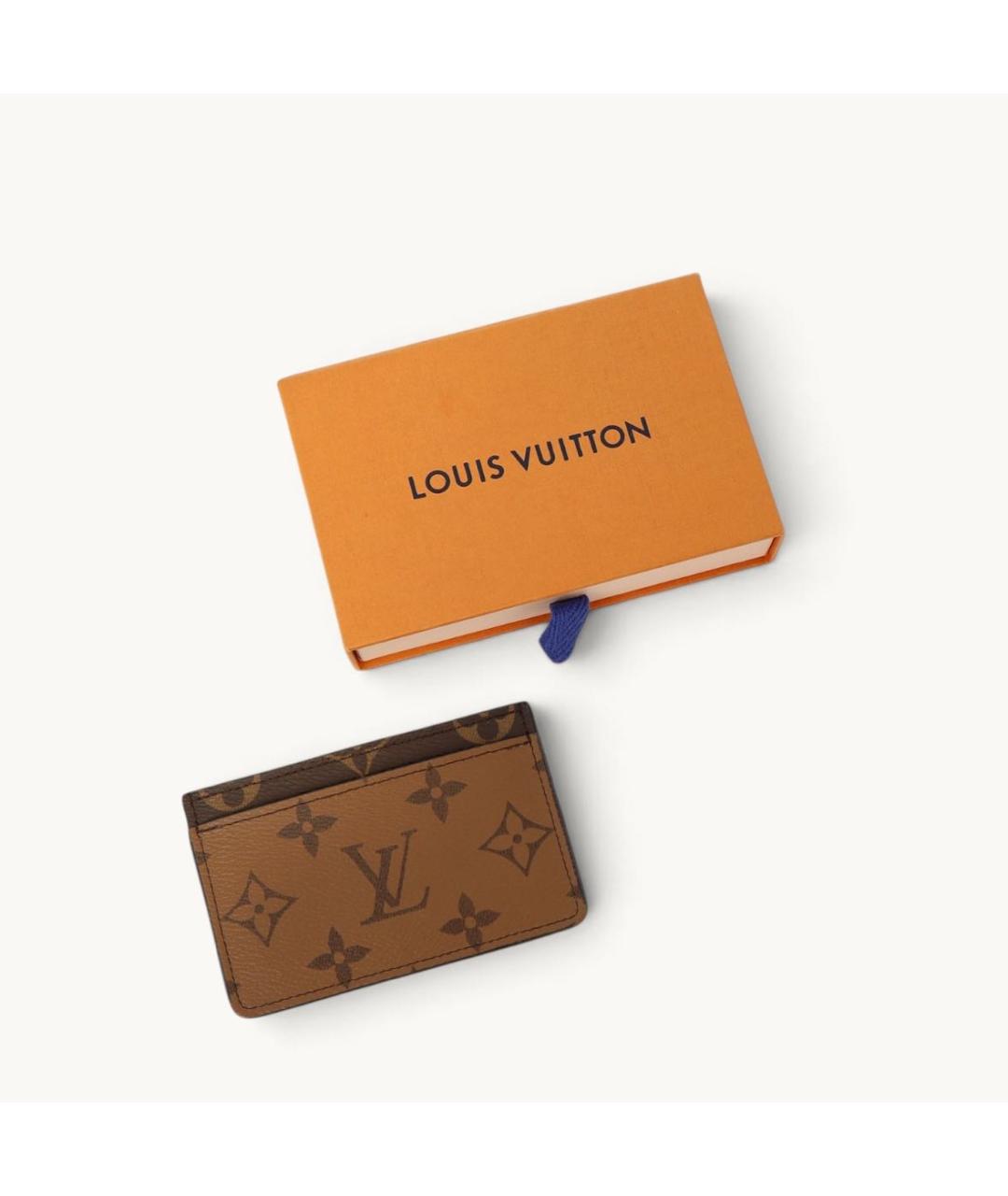 LOUIS VUITTON Коричневый кожаный кардхолдер, фото 4
