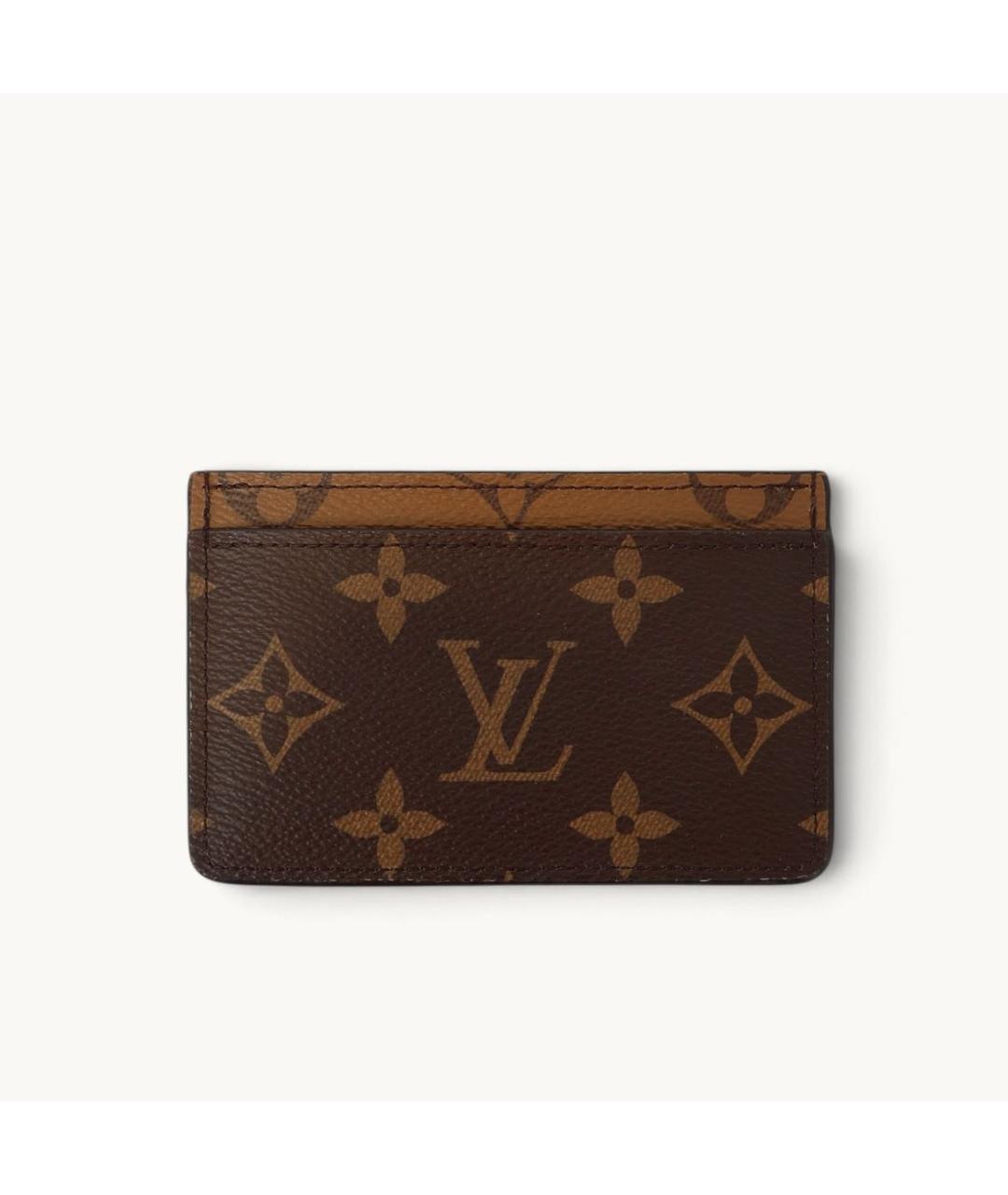 LOUIS VUITTON Коричневый кожаный кардхолдер, фото 3