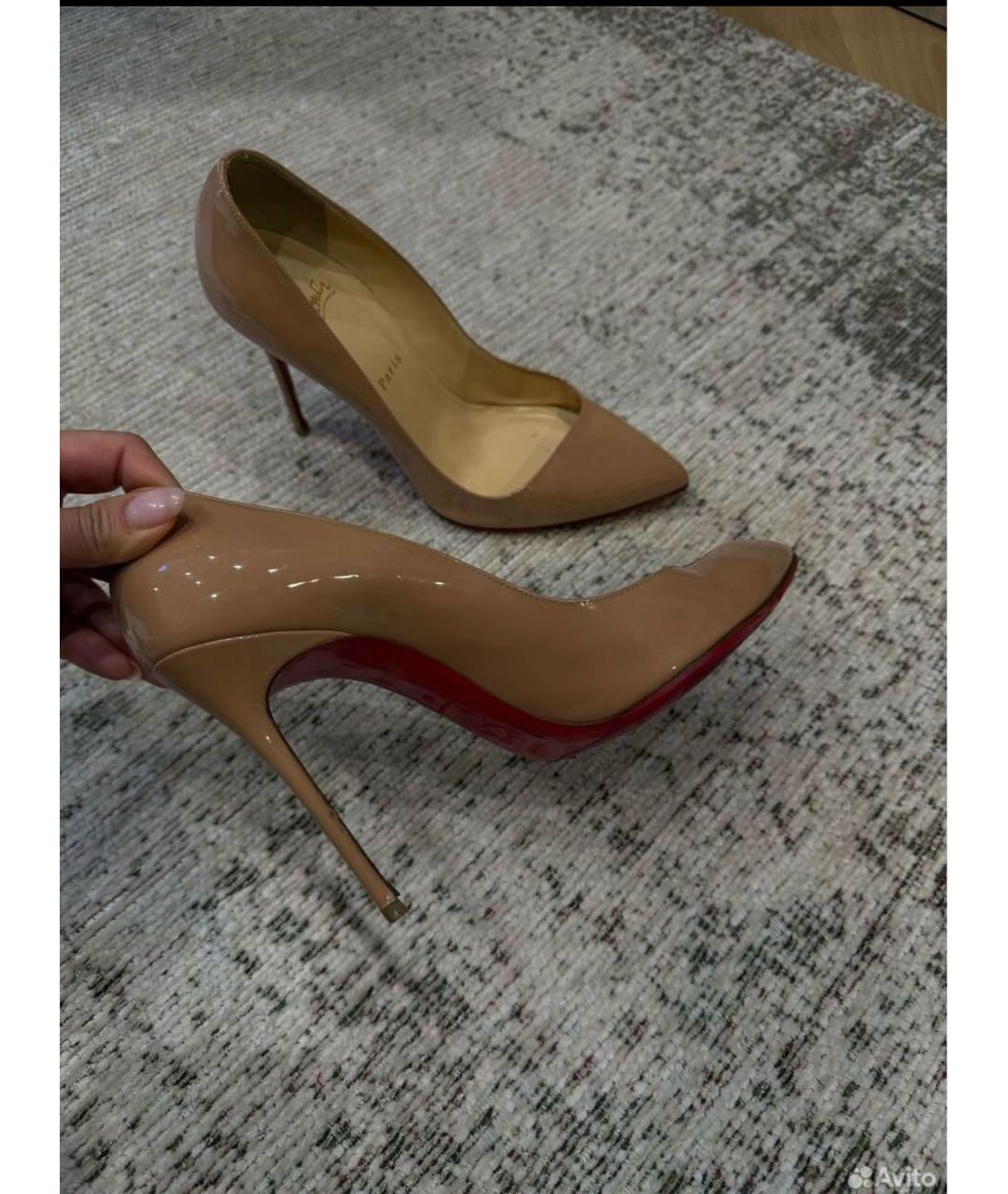 CHRISTIAN LOUBOUTIN Бежевые туфли из лакированной кожи, фото 3