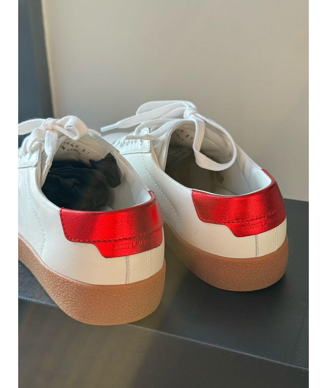 SAINT LAURENT Белые кожаные кеды, фото 5