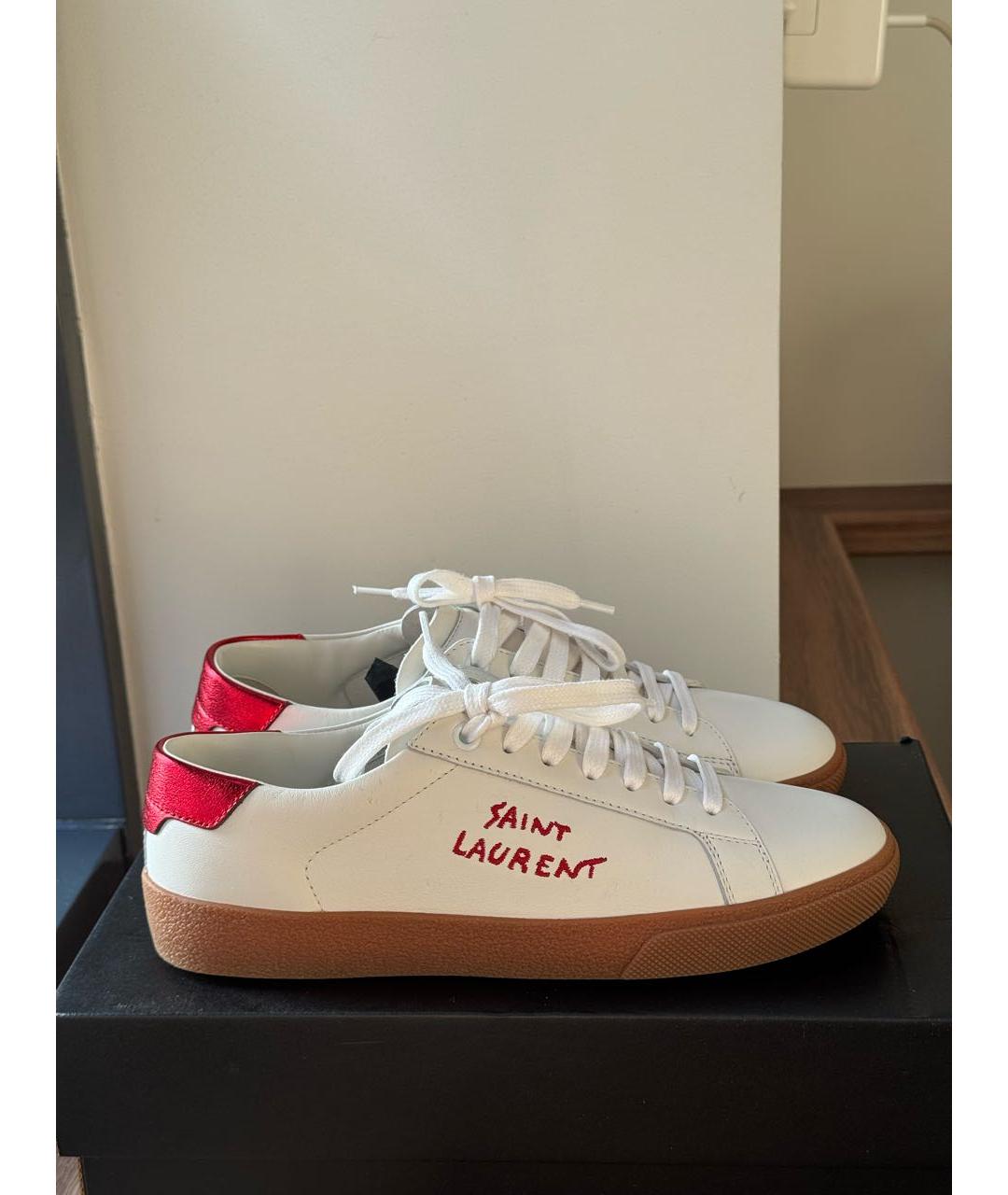 SAINT LAURENT Белые кожаные кеды, фото 6