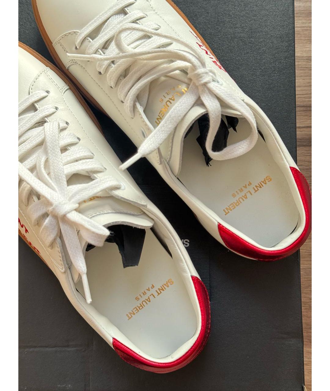 SAINT LAURENT Белые кожаные кеды, фото 3
