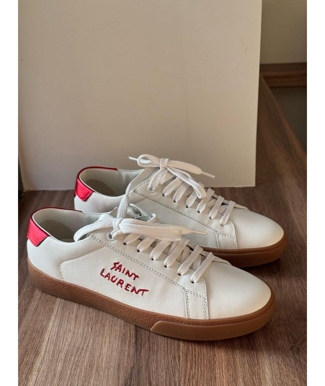 SAINT LAURENT Белые кожаные кеды, фото 2