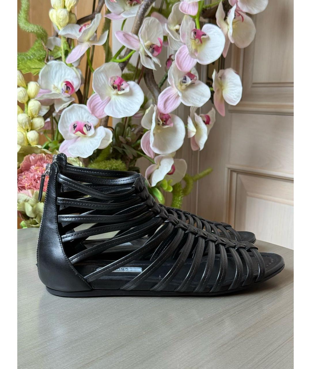PRADA Черные кожаные сандалии, фото 9