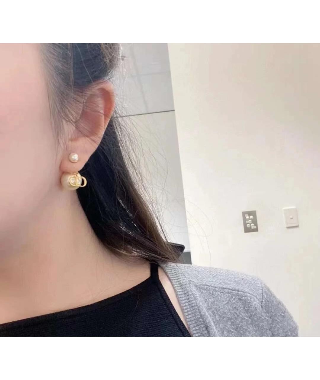 CHRISTIAN DIOR Бежевые серьги, фото 8