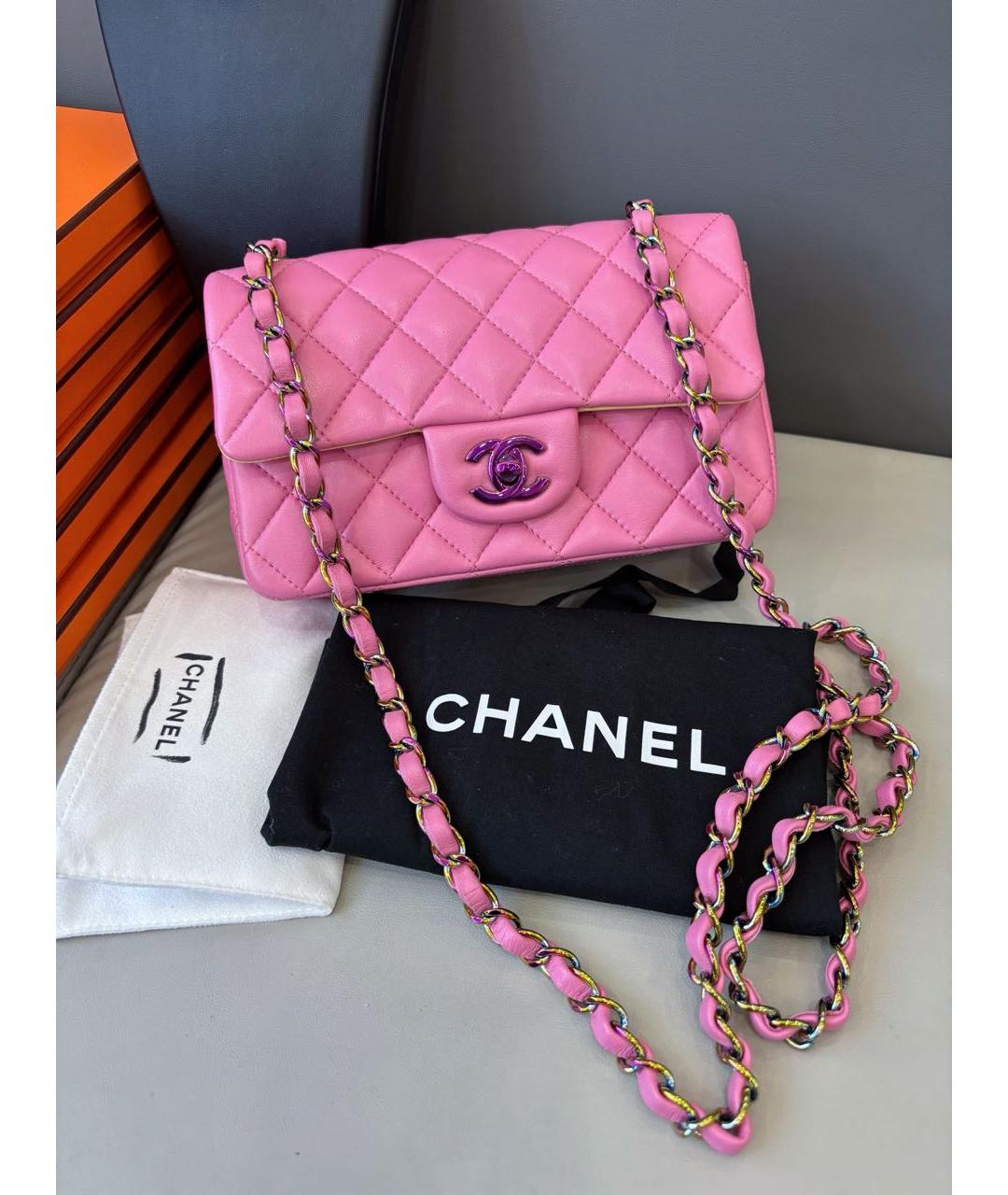 CHANEL Розовая кожаная сумка через плечо, фото 8