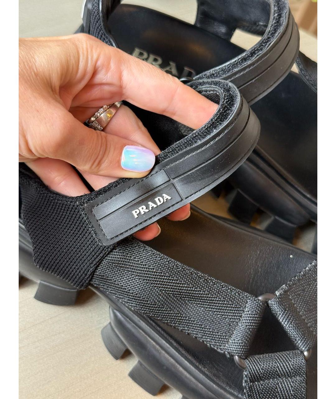 PRADA Черные текстильные сандалии, фото 4