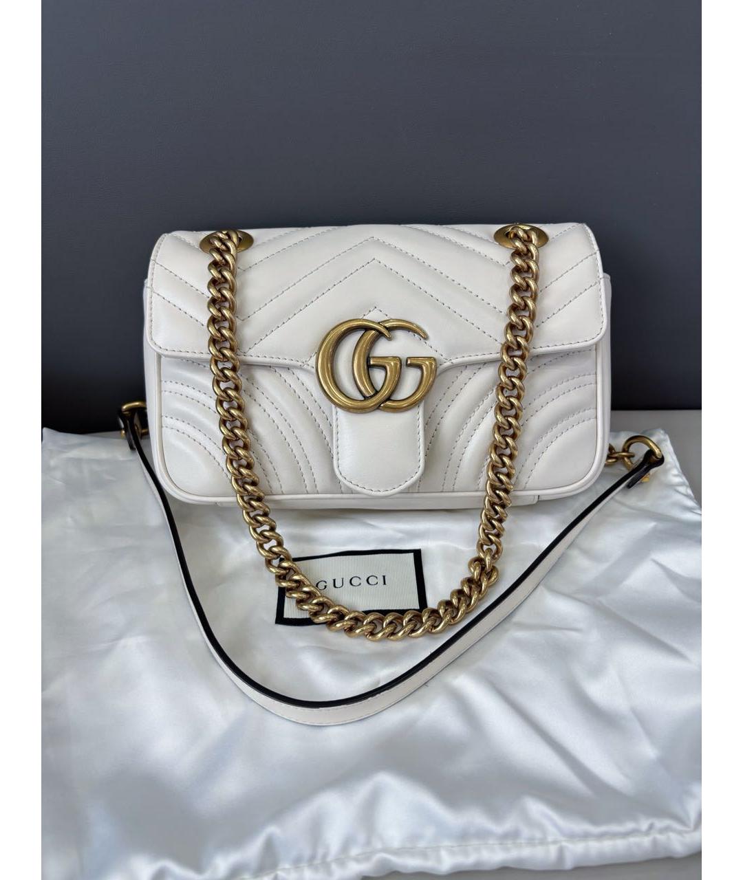 GUCCI Белая кожаная сумка через плечо, фото 7