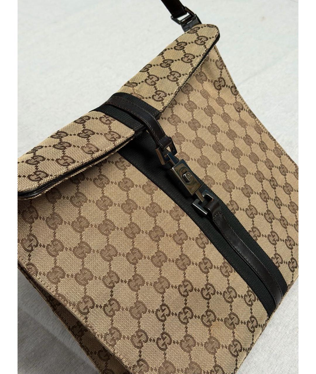 GUCCI Бежевая тканевая сумка через плечо, фото 4