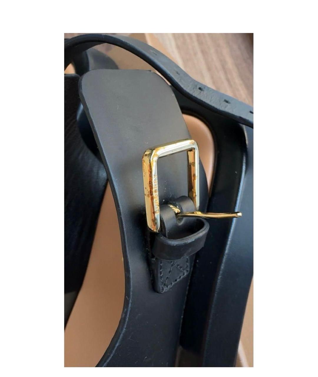 BURBERRY Черные кожаные босоножки, фото 6