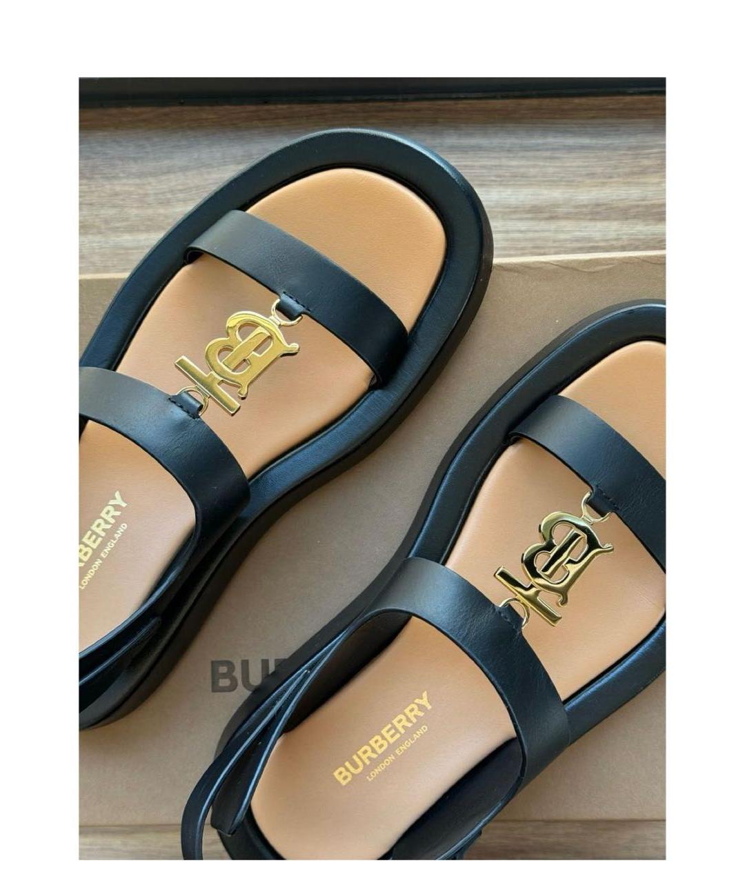 BURBERRY Черные кожаные босоножки, фото 3