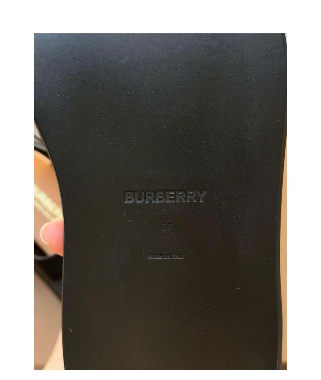 BURBERRY Черные кожаные босоножки, фото 5