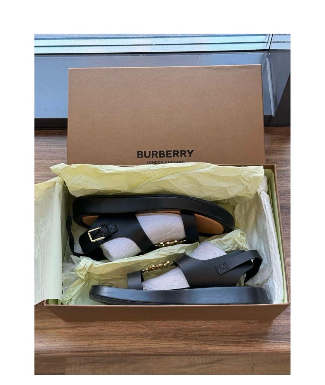 BURBERRY Черные кожаные босоножки, фото 8