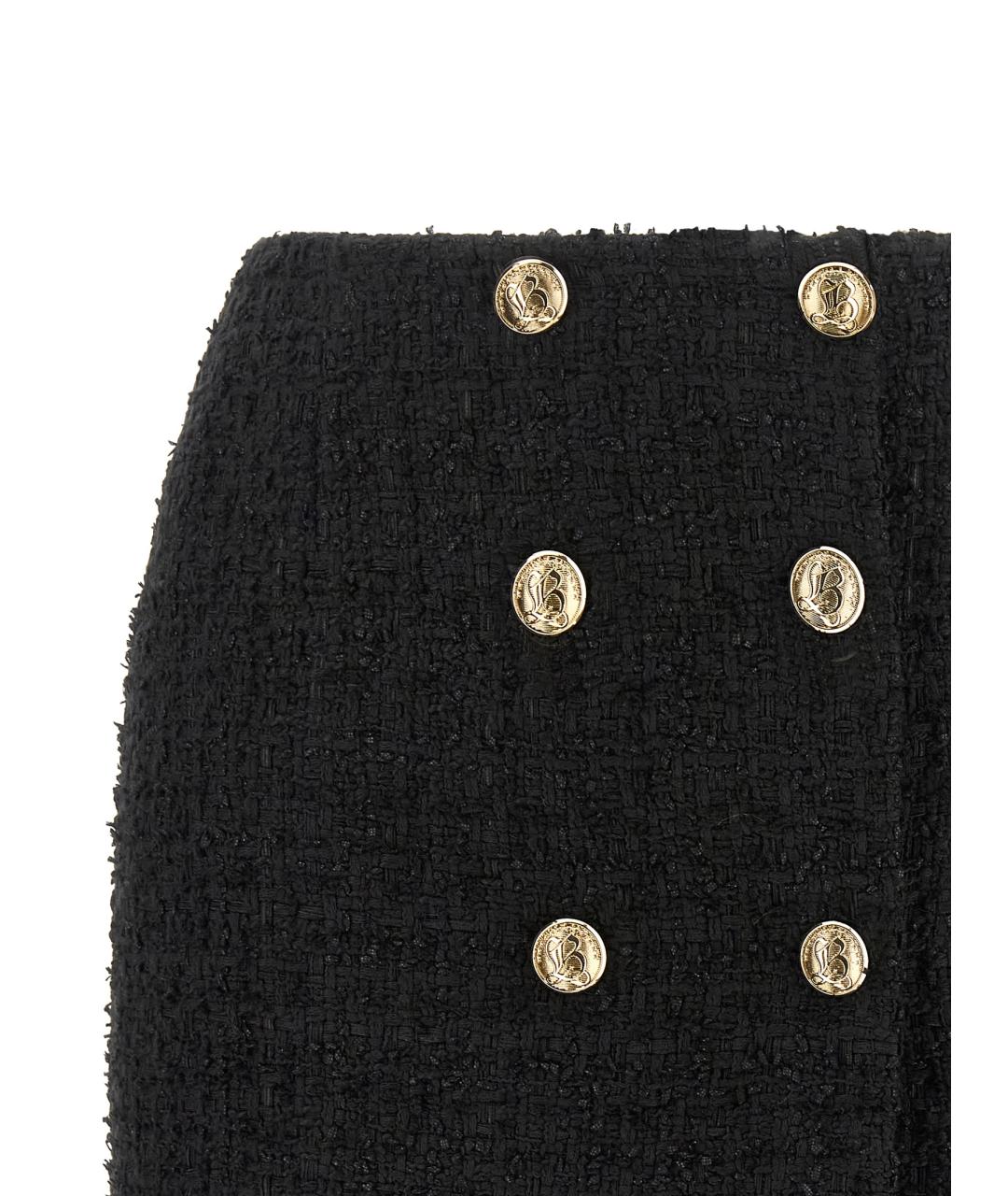 BALMAIN Черная хлопковая юбка мини, фото 3