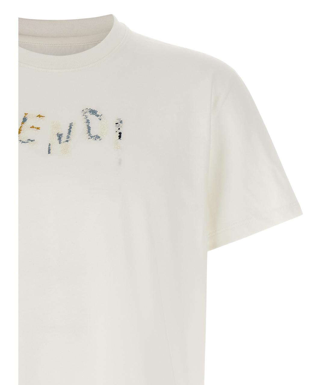 FENDI Белая хлопковая футболка, фото 3