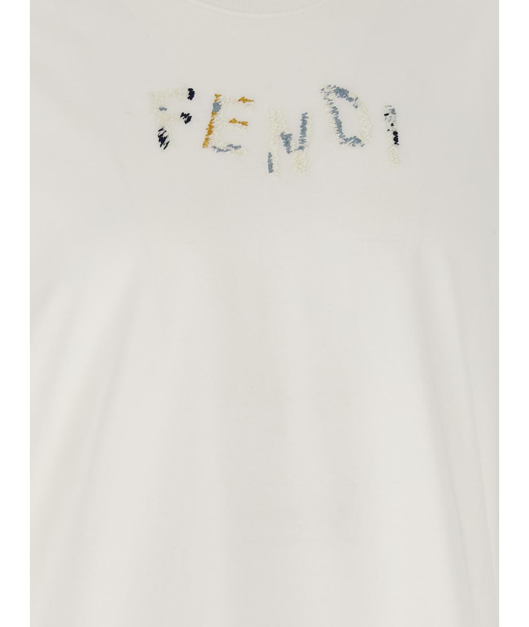 FENDI Белая хлопковая футболка, фото 4