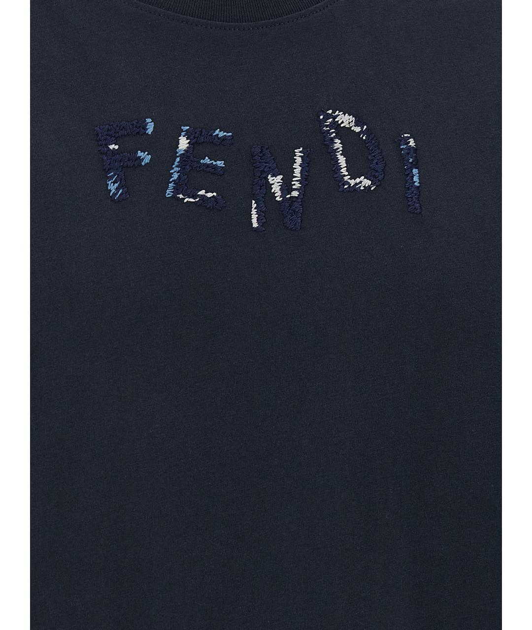 FENDI Синяя хлопковая футболка, фото 4