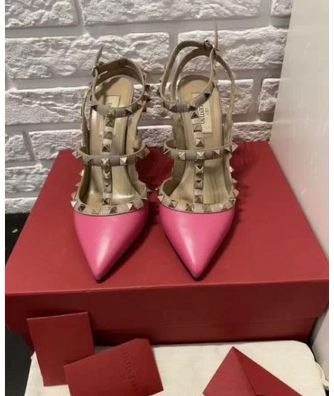 VALENTINO Розовые кожаные босоножки, фото 2