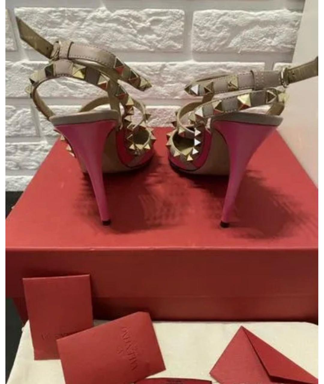 VALENTINO Розовые кожаные босоножки, фото 3