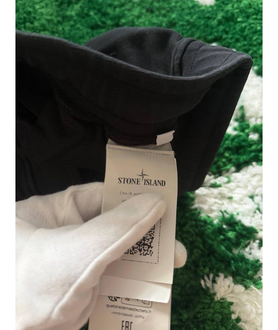STONE ISLAND Черные хлопковые шорты, фото 4