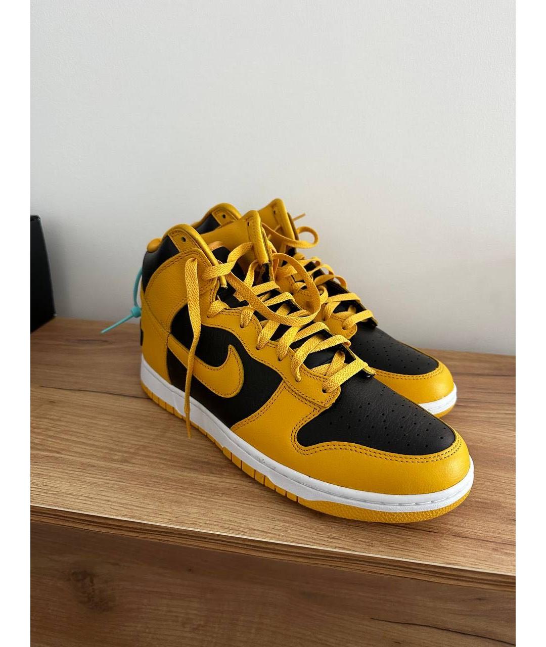 NIKE Желтые кожаные низкие кроссовки / кеды, фото 5