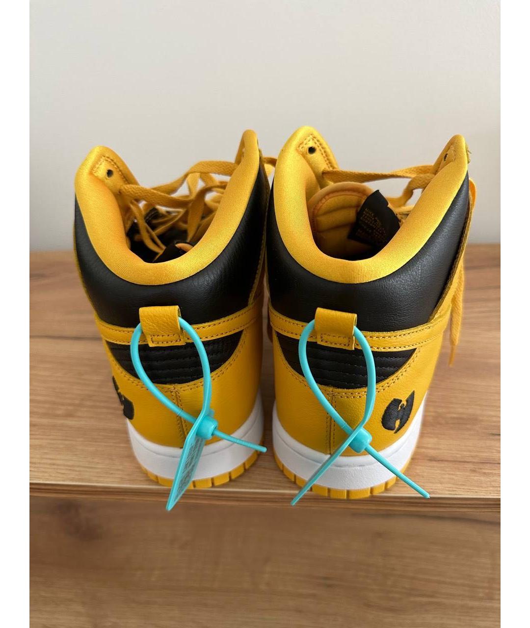 NIKE Желтые кожаные низкие кроссовки / кеды, фото 3