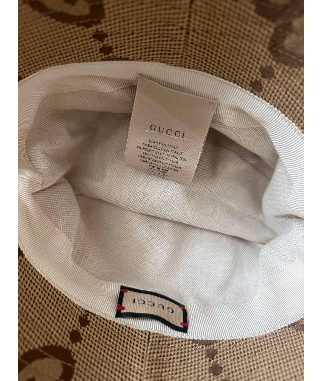 GUCCI Бежевая кожаная панама, фото 3