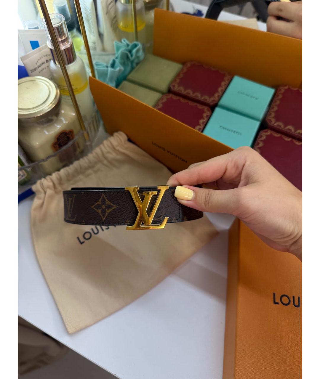 LOUIS VUITTON Черный кожаный ремень, фото 2